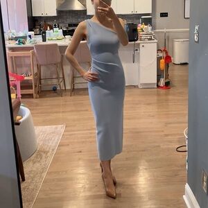 Bec & Bridge Pale Blue One-Shoulder Midi Dress